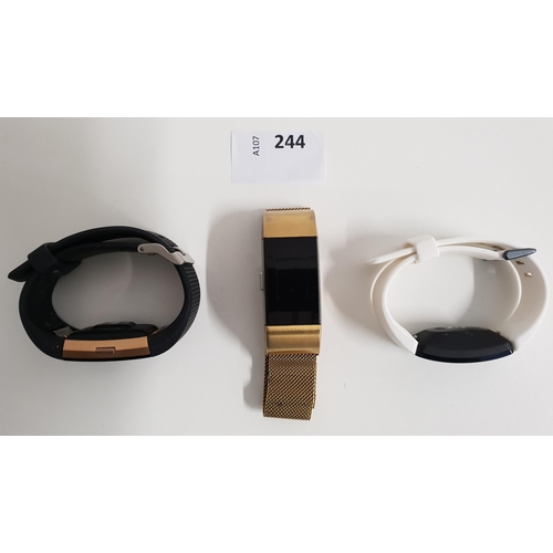 244 - SELECTION OF THREE FITBIT FITNESS TRACKERS
consisting of two Fitbit charge 2 and one Fitbit inspire ... 