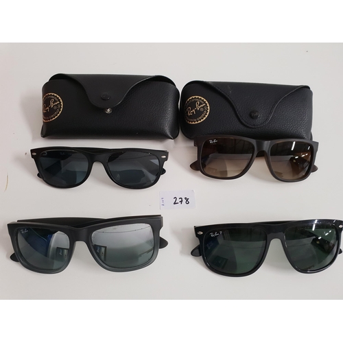 278 - FOUR PAIRS OF RAY-BAN SUNGLASSES
one pair with prescription lenses