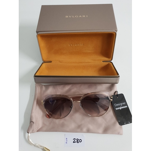 280 - PAIR OF NEW AND BOXED BULGARI SUNGLASSES
with price tag of £267.50 (reduced from £321)