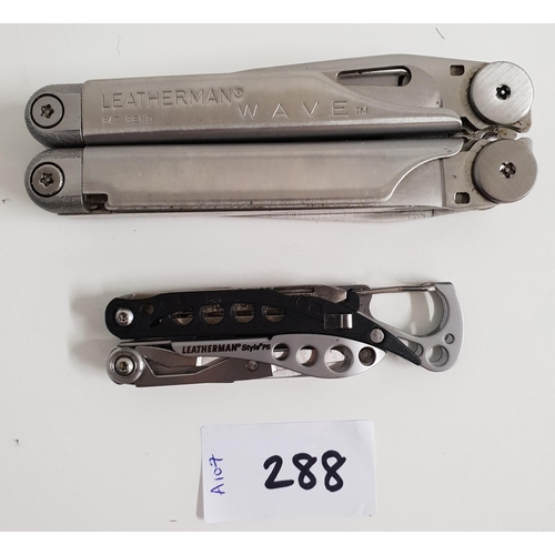 288 - TWO LEATHERMAN MULTI-TOOLS
comprising of Leatherman Wave and Leatherman Style PS
Note: You must be o... 