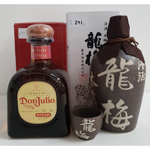 291 - TWO BOTTLES OF SPIRITS IN BOXES
comprising of Don Julio tequila (35% 750ml) and Japanese sake with c... 