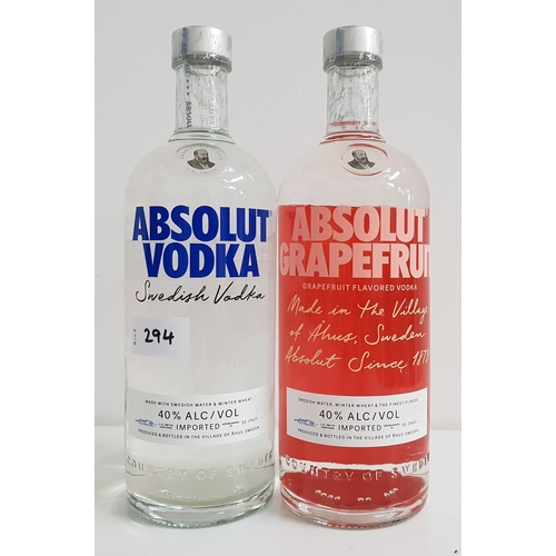 294 - TWO BOTTLES OF ABSOLUT VODKA
comprising one bottle of Absolut Grapefruit and one bottle of Absolut o... 