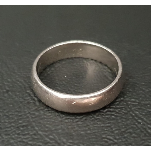 58 - PLATINUM WEDDING BAND 
size O-P and approximately 5.1 grams