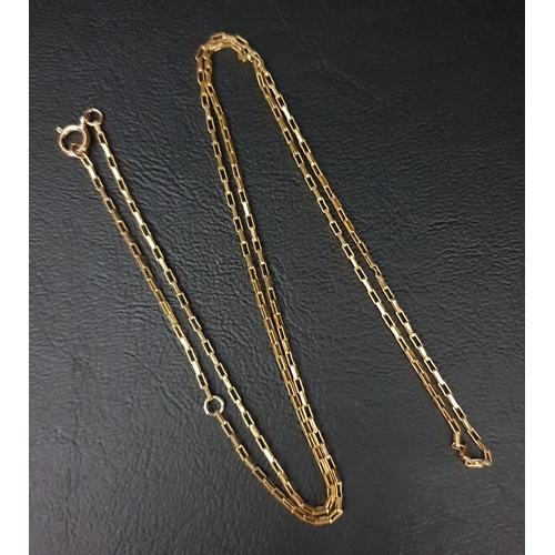 68 - FOURTEEN CARAT GOLD BOX LINK NECK CHAIN 
approximately 2.2 grams and 54cm long