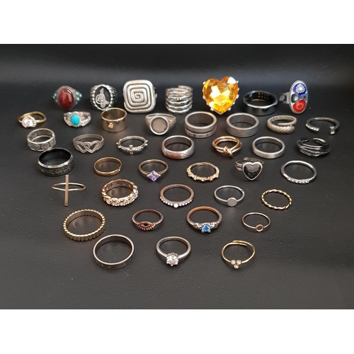 48 - SELECTION OF SILVER AND OTHER RINGS
including large statement rings, stone set rings and bands