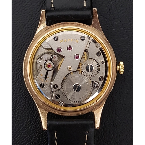 84 - GENTLEMEN'S MAPPIN PRECISION NINE CARAT GOLD CASED WRISTWATCH
the dial with Arabic numerals at 3, 9 ... 