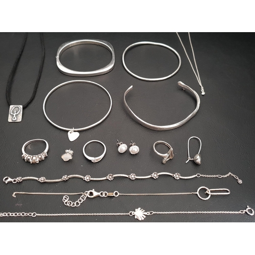 224 - SELECTION OF SILVER JEWELLERY
including bracelets, CZ set jewellery, earrings, rings, and necklaces