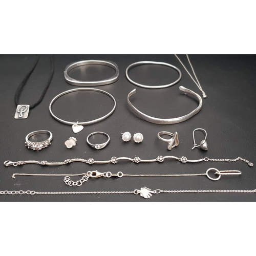 224 - SELECTION OF SILVER JEWELLERY
including bracelets, CZ set jewellery, earrings, rings, and necklaces