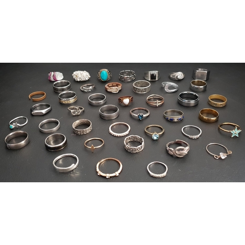 225 - SELECTION OF SILVER AND OTHER RINGS 
including bands, CZ set rings, statement rings and stone set ri... 