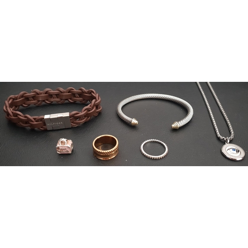 226 - SELECTION OF FASHION JEWELLERY 
comprising a Tommy Hilfiger Braided Leather bracelet, Fossil chain w... 