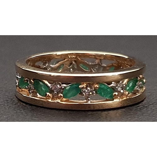 67 - ATTRACTIVE DIAMOND AND EMERALD ETERNITY RING
the alternating oval cut emeralds and round cut diamond... 