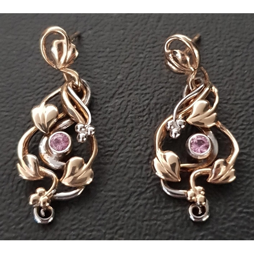 83 - PAIR OF CLOGAU WELSH NINE CARAT GOLD TREE OF LIFE VINE DESIGN EARRINGS
the drop earrings in two tone... 