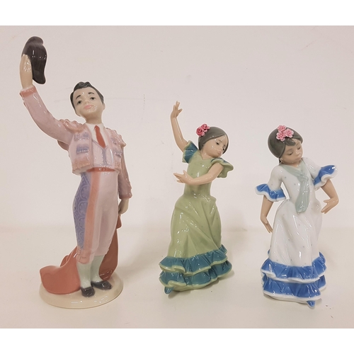 290 - THREE LLADRO FIGURINES
comprising Little Matador, numbered 6178, 24.5cm high; Lolita Flamenco dancer... 