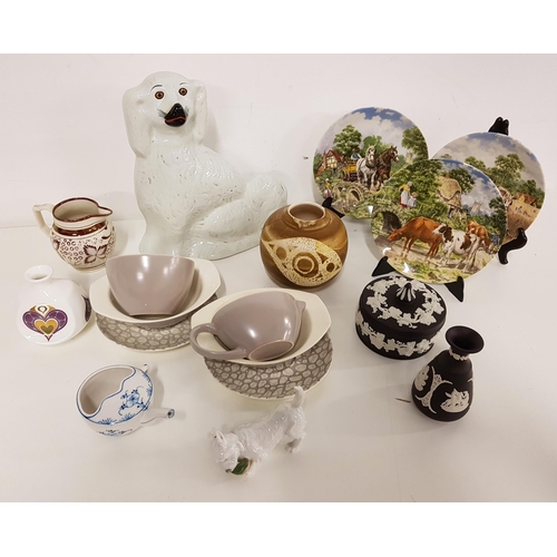 300 - MIXED LOT OF CERAMICS
including a Wally Dug, Poole Grey Pebble part service, Wedgwood Jasper ware co... 