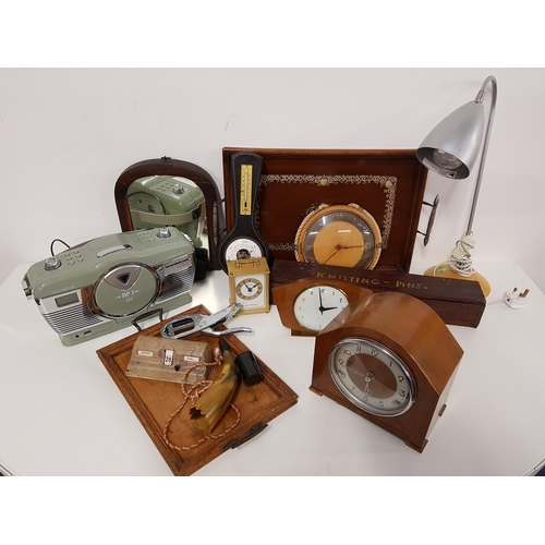 335 - MIXED LOT OF COLLECTABLES
including a Scotts Of Stow portable CD radio system, Smiths mantle clock, ... 