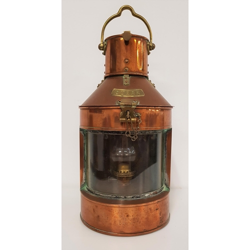 354 - WILLIAM HARVIE & CO. LTD. SHIPS STERN LAMP
in copper and brass, marked pattern no.1370, 51cm high