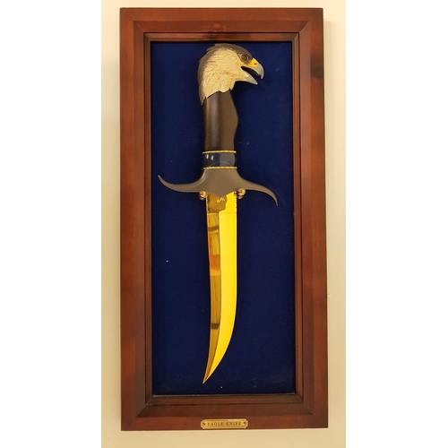 365 - EAGLE COMMEMORATIVE KNIFE
by Ray Beers for Franklin Mint, the handle with eagle head finial, with fr... 