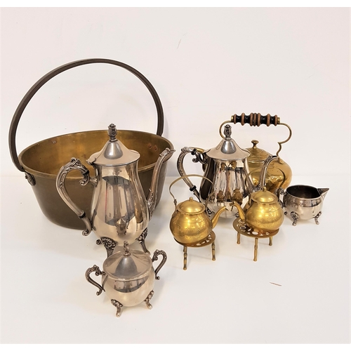 331 - MIXED LOT OF METALWARE
including a 19th century circular brass preserve pan with a fixed iron handle... 