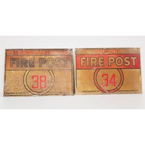 338 - TWO METAL FIRE POST SIGNS
numbered 34 and 38, 23.5cm x 33.5cm (2)