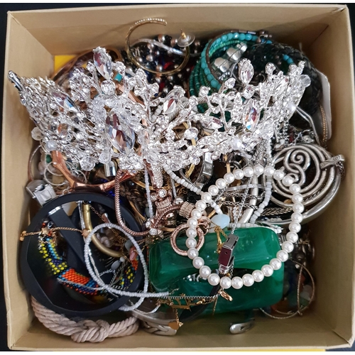 245 - SELECTION OF COSTUME JEWELLERY
including a crystal tiara, beaded bracelets, necklaces and bangles, 1... 