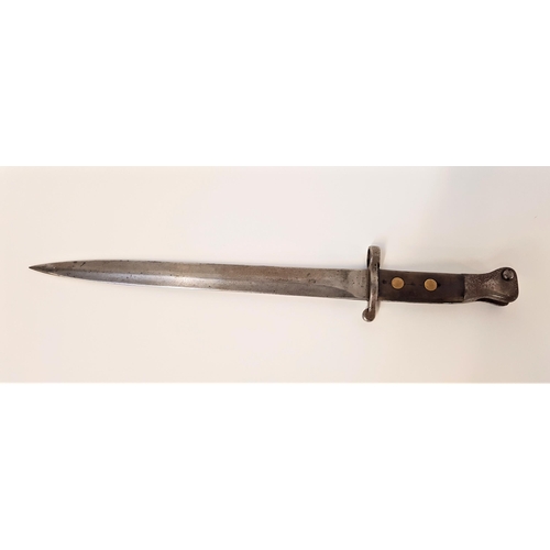 459 - BRITISH 1888 PATTERN BAYONET
with a 30cm steel blade marked with the broad arrow, with a wooden grip... 