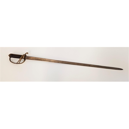 465 - 1821 PATTERN SWORD
with an 86cm long fullered blade marked WD above an X, with a three bar hilt and ... 