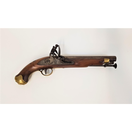 467 - .650 CALIBRE TOWER YEOMANRY FLINTLOCK PISTOL
with a 23cm long barrel stamped with proof marks, the l... 