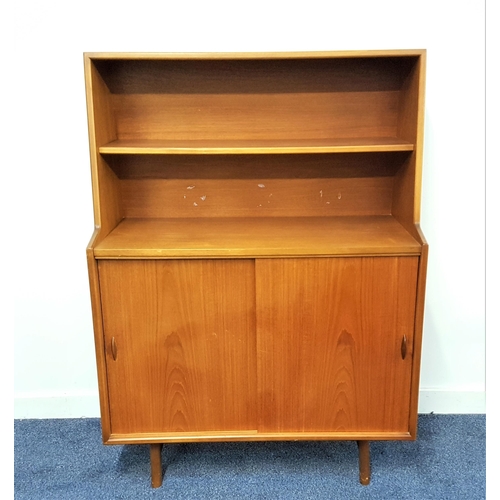 520 - HERBERT & GIBBS TEAK SIDE CABINET
with two open front shelves above a pair of sliding cupboard doors... 