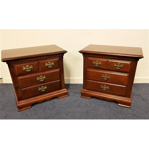 536 - PAIR OF CHERRY BEDSIDE CHESTS
with moulded tops above three drawers, standing on bracket feet, 65cm ... 