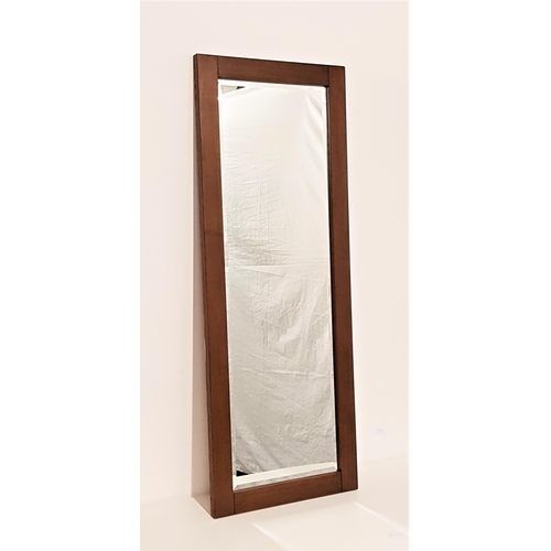 540 - TEAK RECTANGULAR WALL MIRROR
with a bevelled plate, 129cm x 48cm