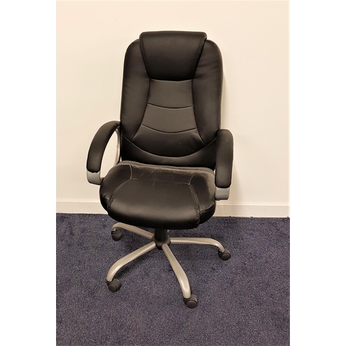 569 - CUMBRIA EXECUTIVE OFFICE ARMCHAIR
in black leather effect, height adjustable, on a wheeled rotating ... 