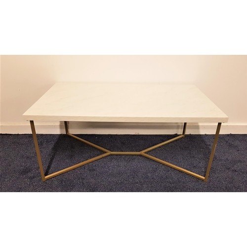 576 - WALKER EDISON OCCASIONAL TABLE
with a rectangular marble effect top on gilt aluminium supports and s... 