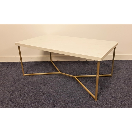 577 - WALKER EDISON OCCASIONAL TABLE
with a rectangular marble effect top on gilt aluminium supports and s... 