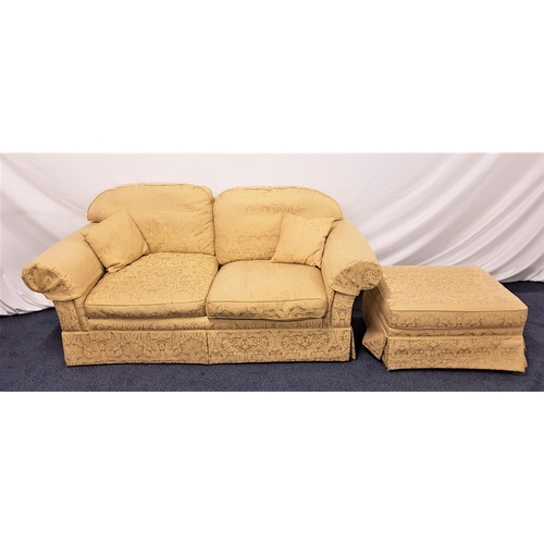 624 - FOUR PIECE SUITE
comprising two two seat sofas with scroll arms and loose seat and back cushions, a ... 