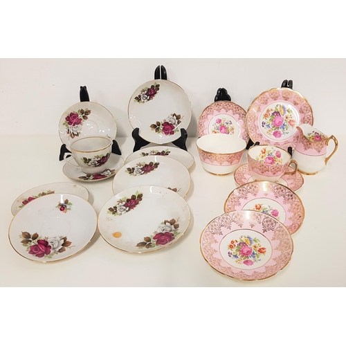 327 - IMPERIAL BONE CHINA TEA SERVICE
the pink and white ground with floral decoration and gilt highlights... 