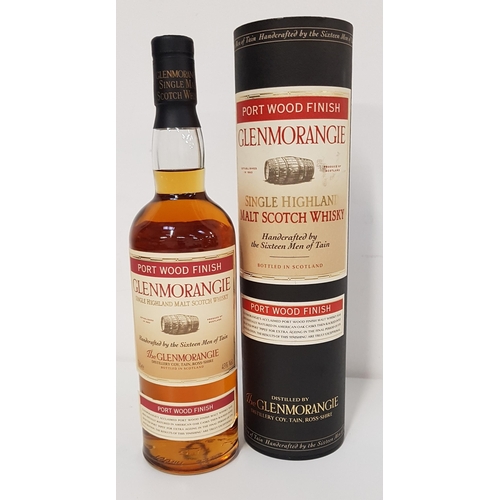 447 - GLENMORANGIE PORT WOOD FINISH SINGLE HIGHLAND MALT SCOTCH WHISKY
43% abv and 70cl, in capsule, level... 