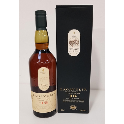 454 - LAGAVULIN 16 YEAR OLD ISLAY SINGLE MALT SCOTCH WHISKY
43% abv and 70cl, level mid neck, in box. 1 bo... 