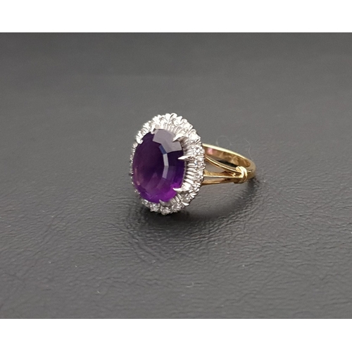 54 - AMETHYST AND DIAMOND CLUSTER RING
the large central oval cut amethyst measuring approximately 11.7mm... 
