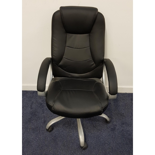 567 - CUMBRIA EXECUTIVE OFFICE ARMCHAIR
in black leather effect, height adjustable, on a wheeled rotating ... 