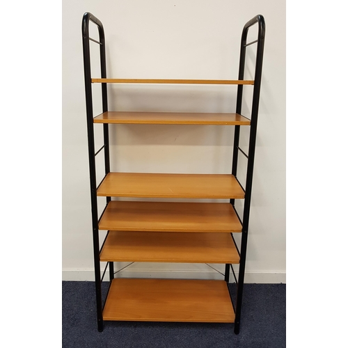 642 - VINTAGE IKEA SET OF OPEN SHELVES
with metal ladder supports and six interchangeable beech shelves, 1... 