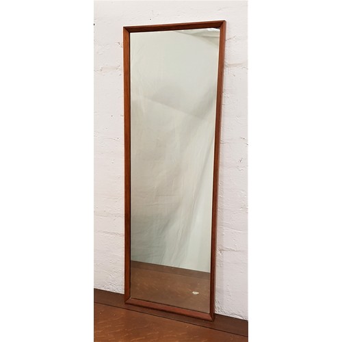 580 - TEAK FULL LENGTH WALL MIRROR
with a plain rectangular plate, 109.5cm high