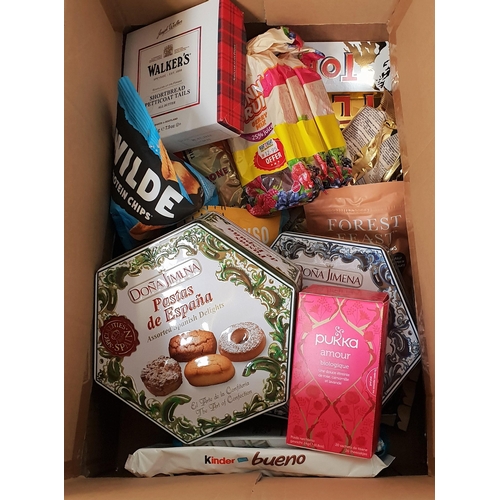 14 - ONE BOX OF CONSUMABLE ITEMS
including teabags, shortbread, sweets, tinned chocolates, Toblerone