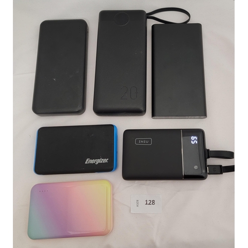 128 - SELECTION OF SIX POWERBANKS 
including: Energizer, Iniu and Vrurc