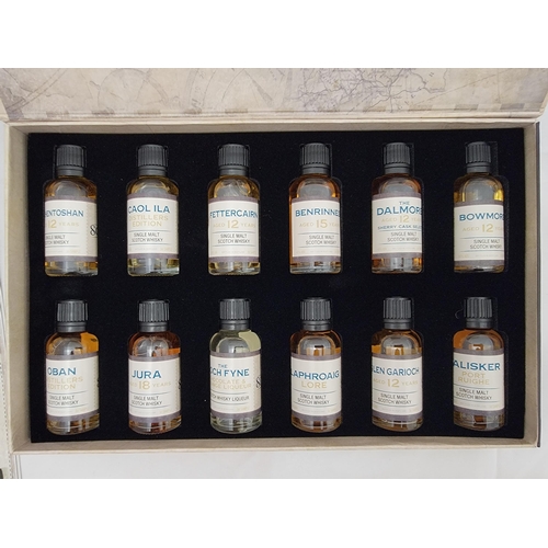 247 - SCOTLAND IN A BOX 
comprising twelve varieties of whisky samples (3cl each) including Jura Aged 18 Y... 