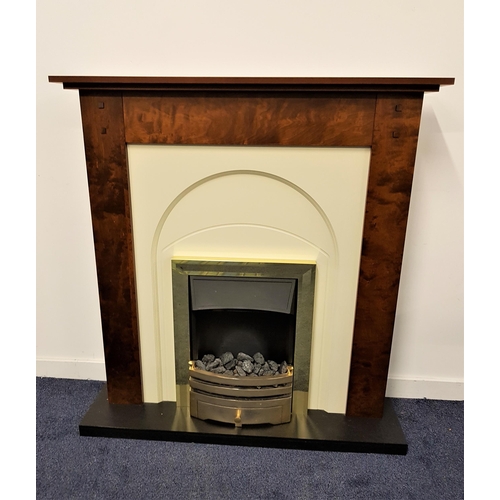 FEATURE COAL EFFECT ELECTRIC FIREPLACE
with an elm fire surround and a slate effect hearth, 126cm x 120cm