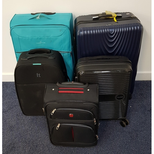42 - SELECTION OF FIVE SUITCASES 
including IT Luggage, Featherstone, Tracker, Wenger
