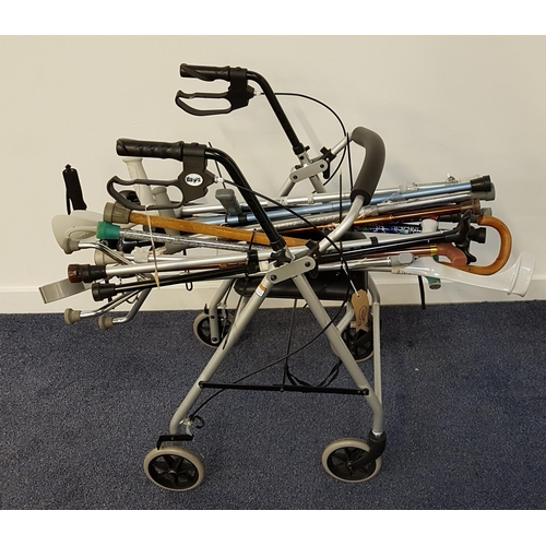 43 - SELECTION OF WALKING AIDS
including a walker, walking sticks and crutches