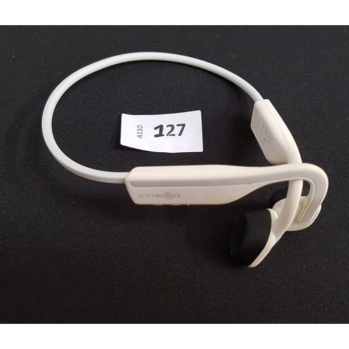 127 - PAIR OF AFTERSHOKZ OPENMOVE WIRELESS HEADPHONES
in white, model number AS660