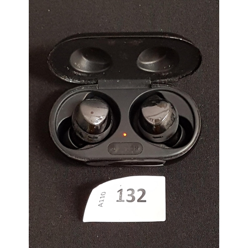 132 - PAIR OF BLACK SAMSUNG EARBUDS
in charging case, model SM-R175