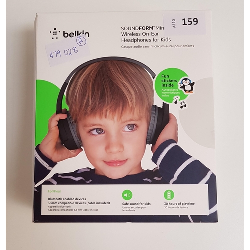 159 - BOXED BELKIN SOUNDFORM MINI WIRELESS ON-EAR HEADPHONES FOR KIDS